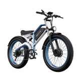 Duotts N26 Electric Bike - Motor 750W*2 Battery 48V20AH 26*4.0 Inch Fat Tire Hydraulic Brakes - White Blue